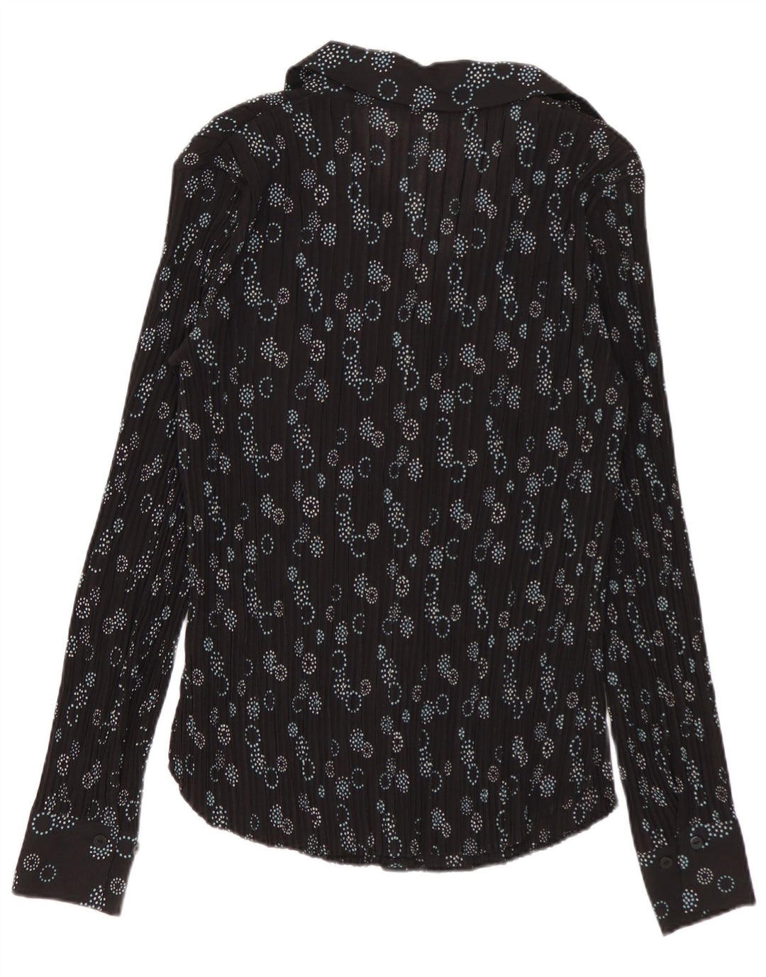 Blusa feminina Marks & Spencer Reino Unido 8 pequena preta geométrica poliéster