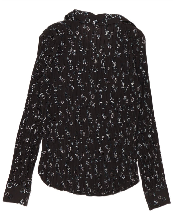Blusa feminina Marks & Spencer Reino Unido 8 pequena preta geométrica poliéster
