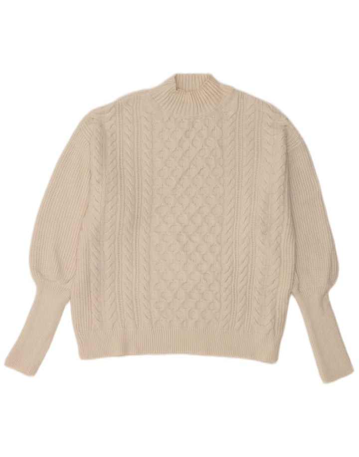 Suéter feminino Marks & Spencer com gola tartaruga Reino Unido 14 médio branco