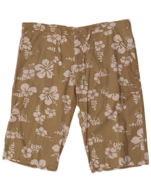 Shorts casual feminino Terranova IT 46 grande W44 algodão floral marrom