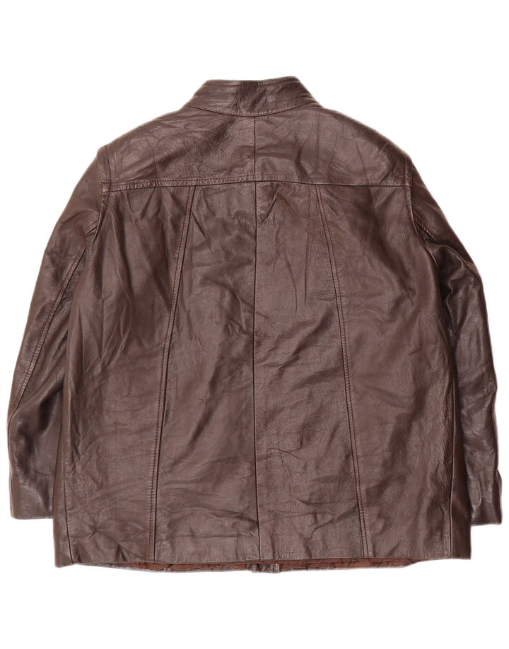 Jaqueta de couro feminina vintage UK 18 XL couro marrom