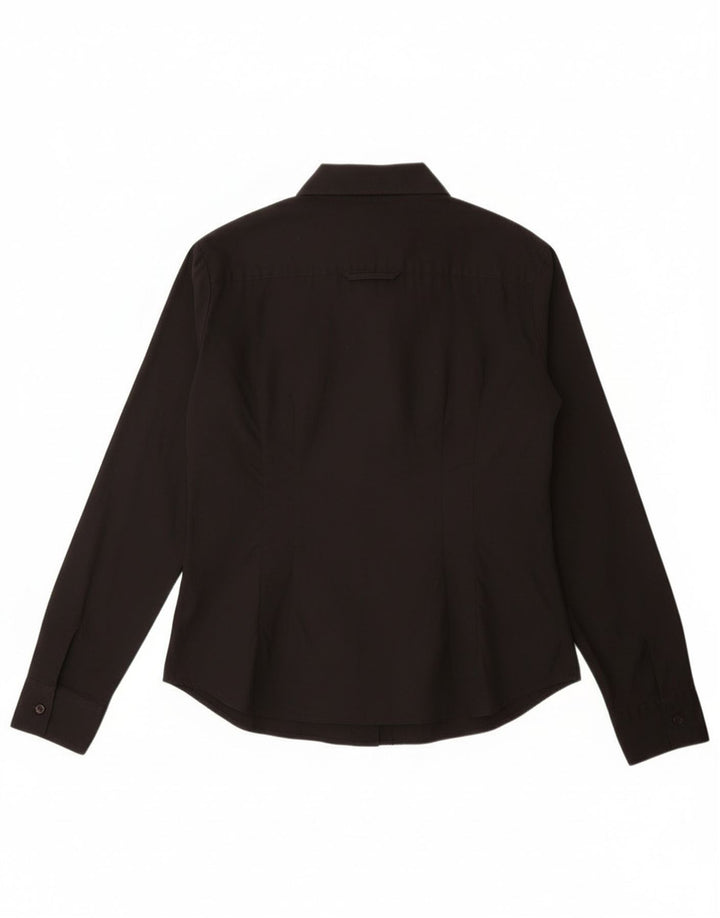 Camisa feminina Sisley UK 14 grande algodão preto