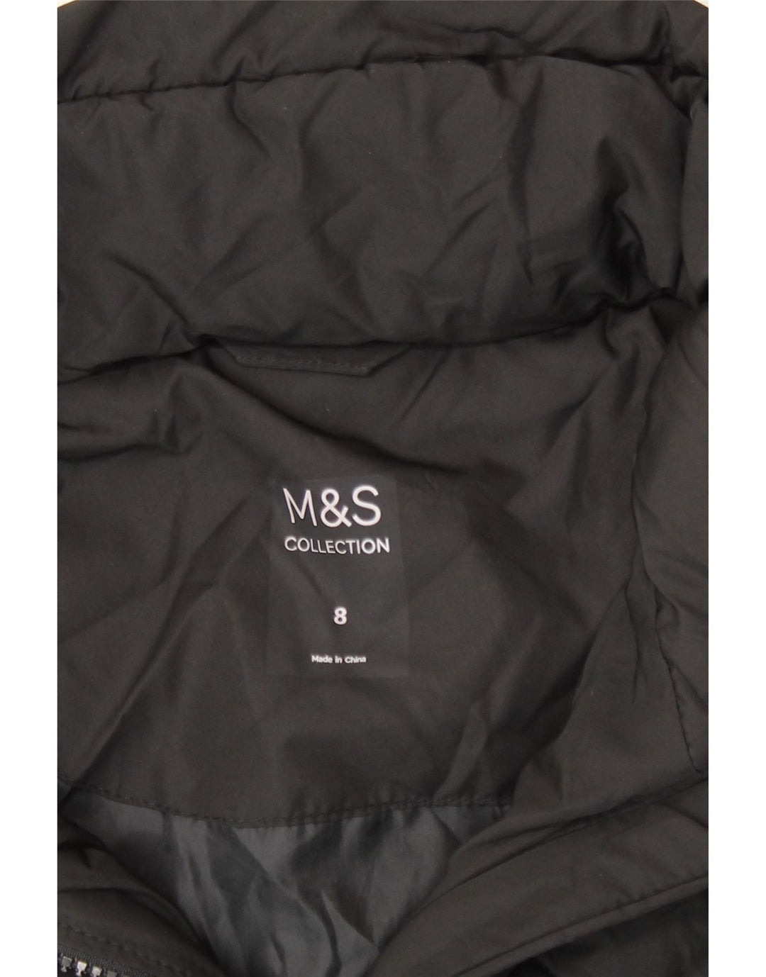 Jaqueta feminina acolchoada com capuz Marks & Spencer Reino Unido 8 poliéster preto pequeno