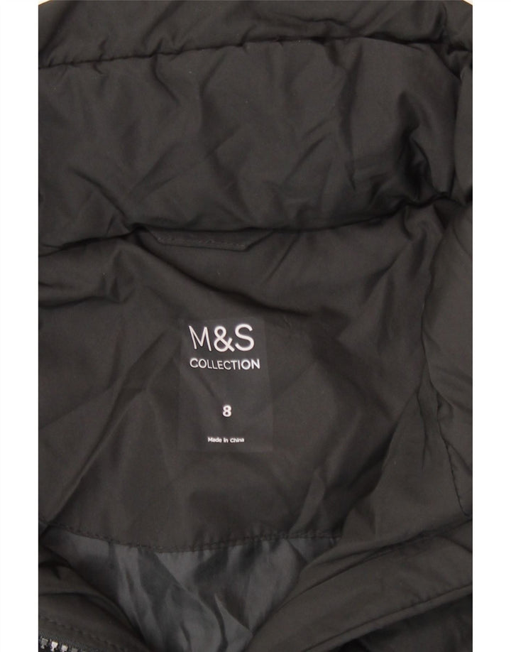 Jaqueta feminina acolchoada com capuz Marks & Spencer Reino Unido 8 poliéster preto pequeno