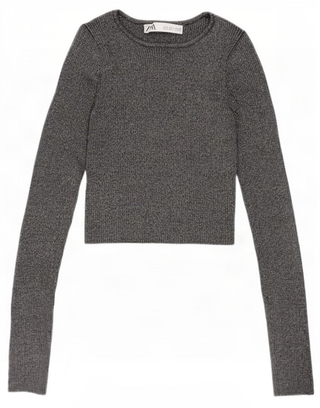 Blusa cropped feminina Zara UK 8 pequena viscose manchada prateada