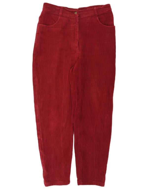 Calça feminina vintage de veludo cotelê de cintura alta EU 44 XL W34 L30 Borgonha