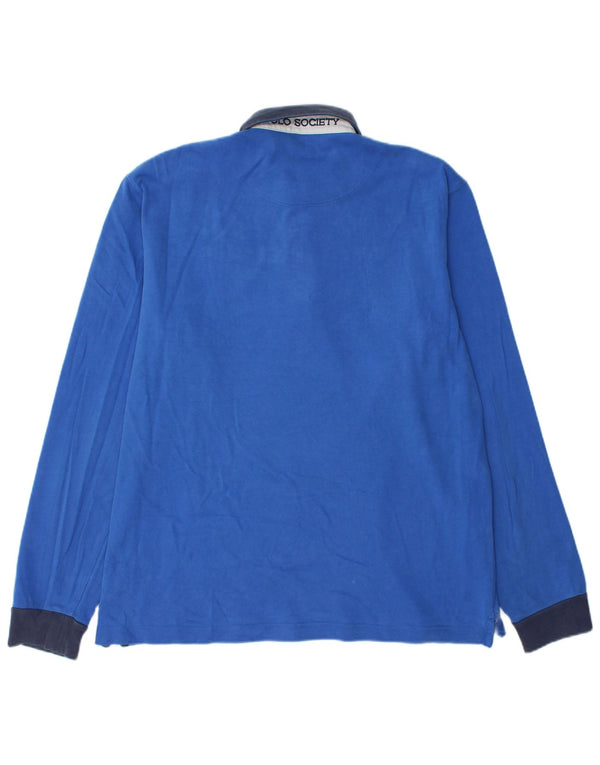 Camisa polo masculina de rugby de manga comprida La Martina XL azul algodão