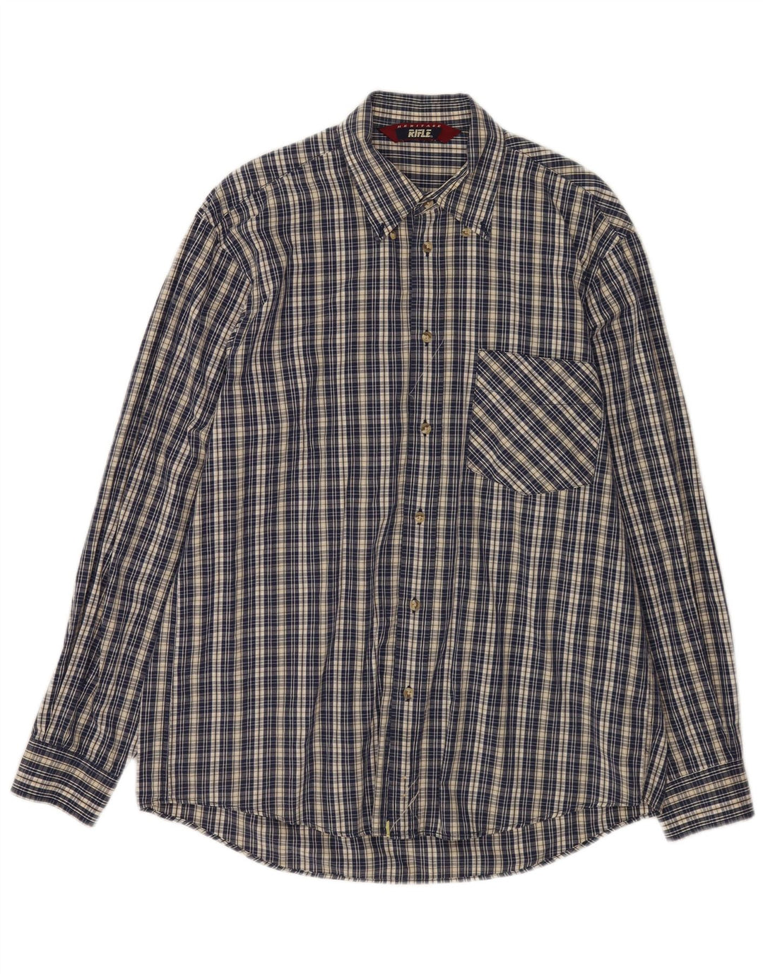Camisa masculina Rifle Heritage grande algodão xadrez azul marinho