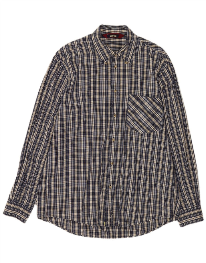 Camisa masculina Rifle Heritage grande algodão xadrez azul marinho