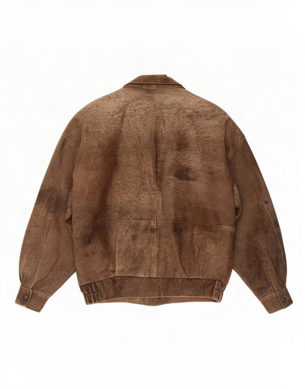 Jaqueta de couro masculina vintage UK 42 XL marrom