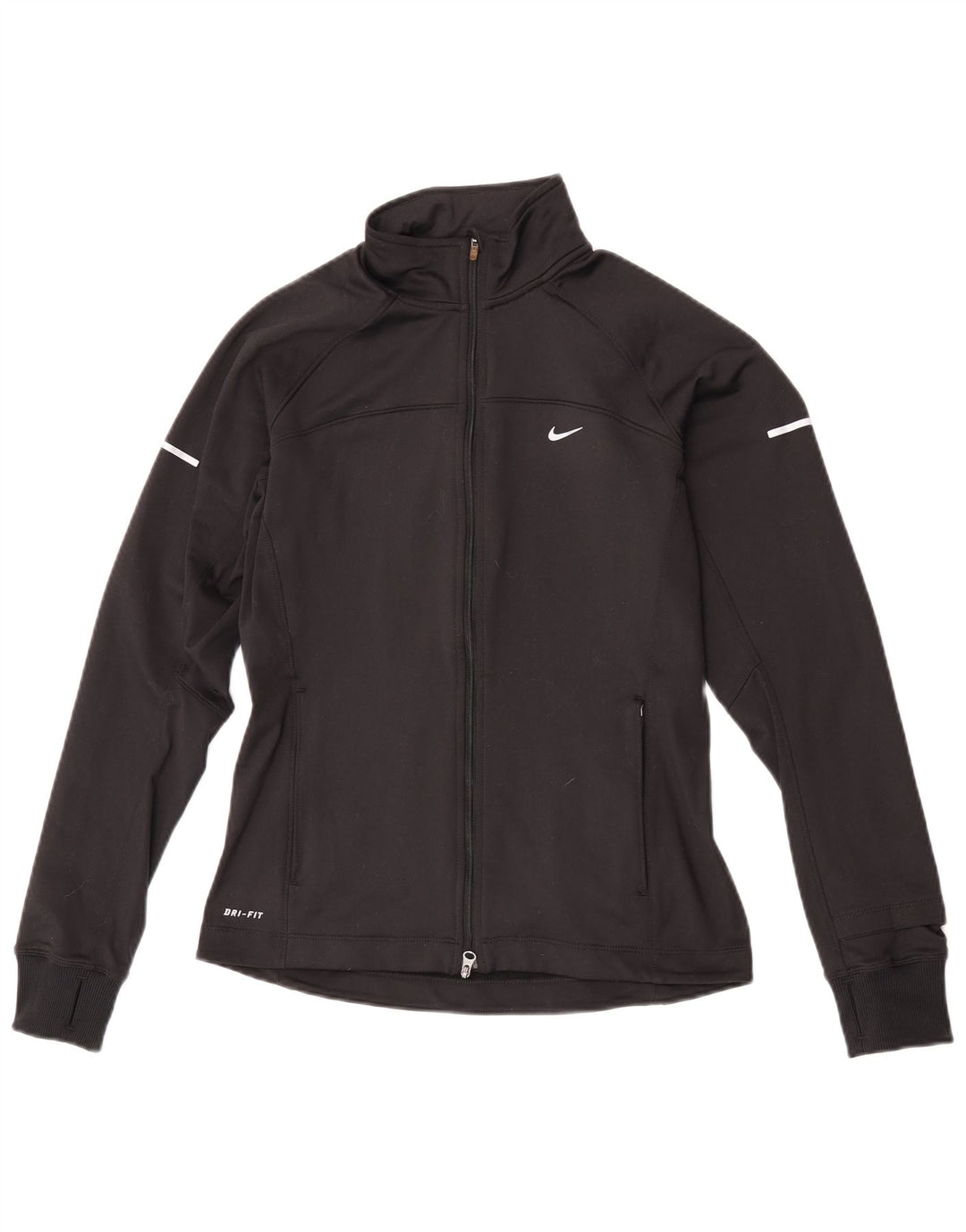 Nike Womens Dri Fit Tracksuit Top Jacket UK 10 Pequeno Poliéster Preto