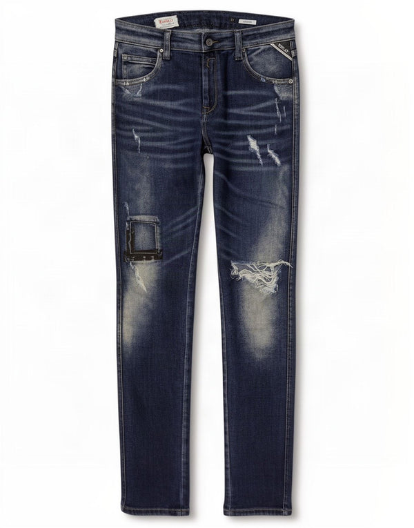 Replay feminino Katewin desgastado jeans skinny W25 L28 algodão azul