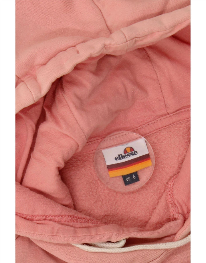 ELLESSE Suéter feminino com capuz grande e gráfico UK 6 XS rosa