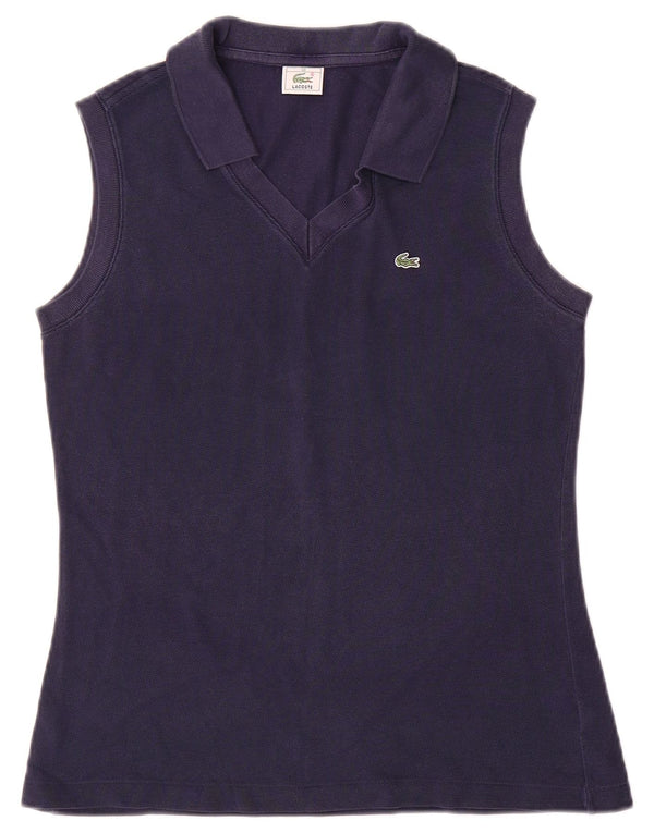 Camisa polo feminina sem mangas Lacoste tamanho 40 algodão azul marinho médio
