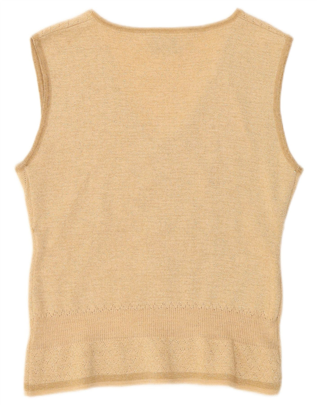 Colete feminino vintage regata IT 40/42 pequena lã bege