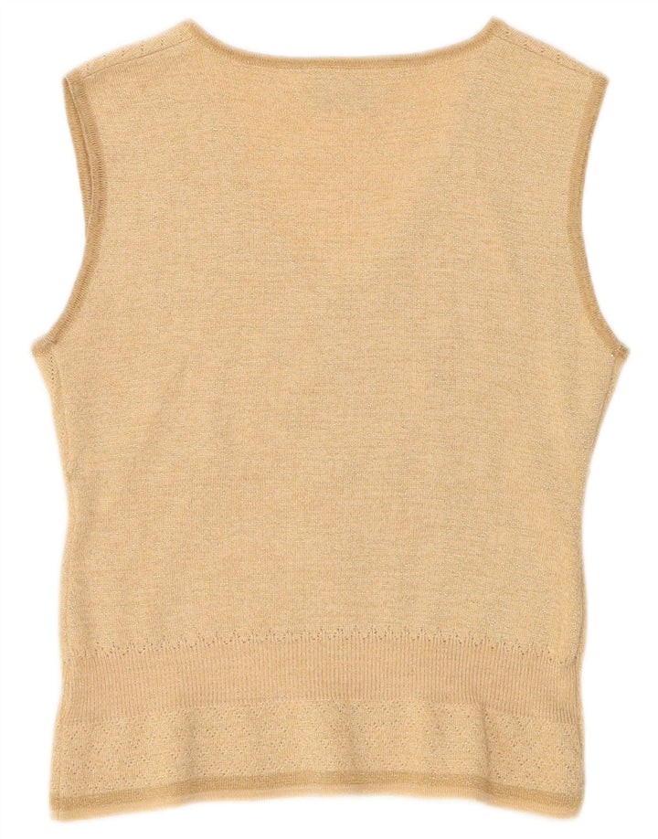 Colete feminino vintage regata IT 40/42 pequena lã bege