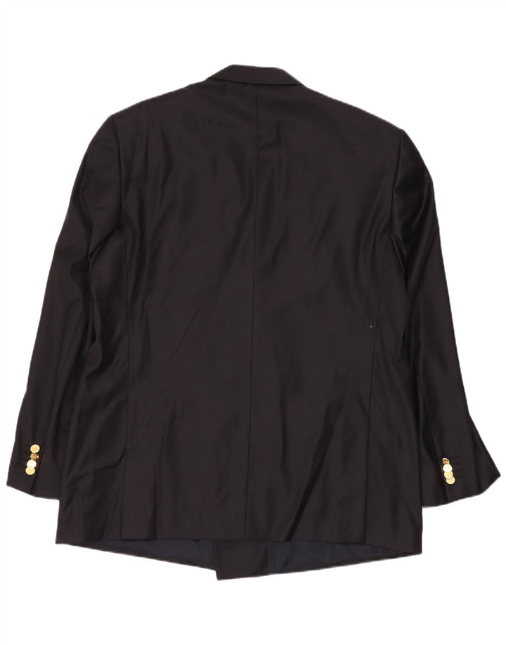 Jaqueta blazer masculina VINTAGE com peito duplo Reino Unido 40 grande azul marinho