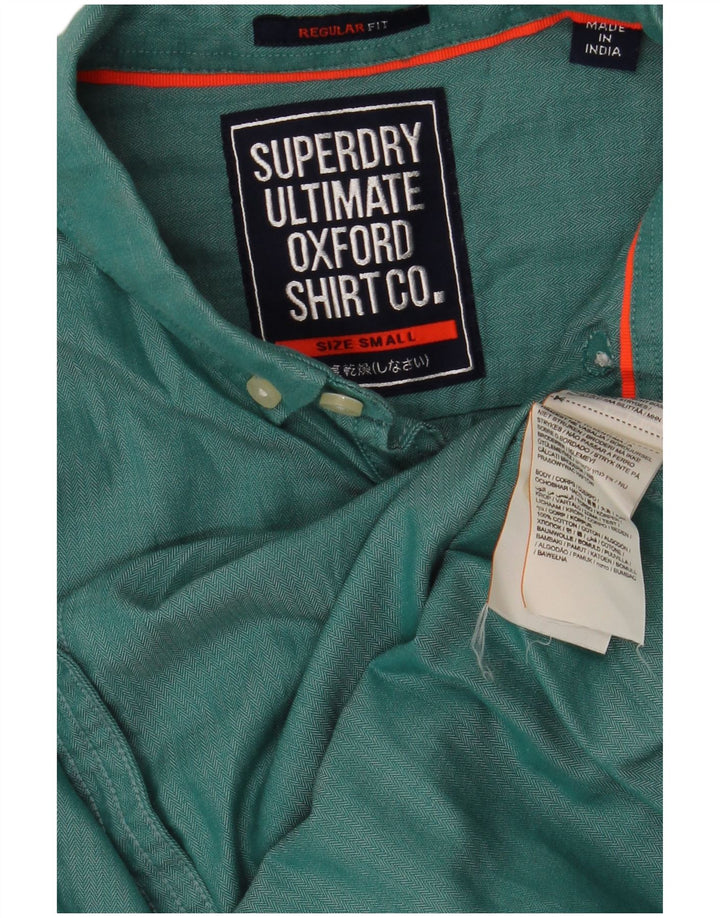 Camisa masculina regular SUPERDRY de algodão verde pequeno