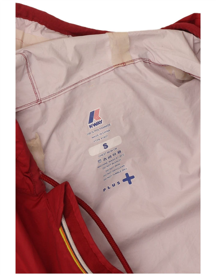 Jaqueta de chuva masculina com capuz K-Way UK 10 pequena poliamida vermelha