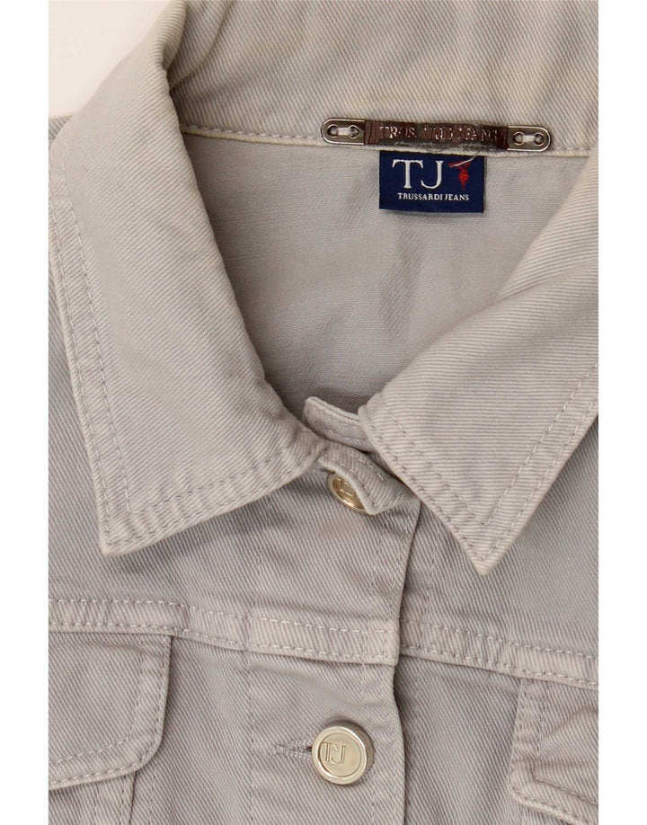 Jaqueta jeans feminina Trussardi Jeans Crop UK 12 cinza médio