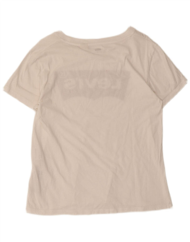 Camiseta feminina gráfica Levi's UK 12 algodão branco médio