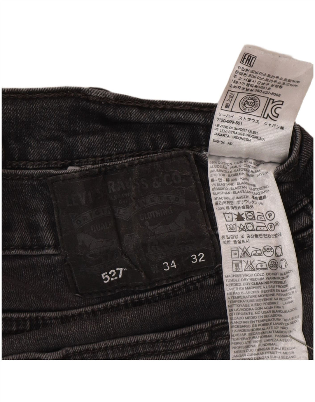 Levi's Masculino 527 Bootcut Jeans W34 L32 Cinza Algodão