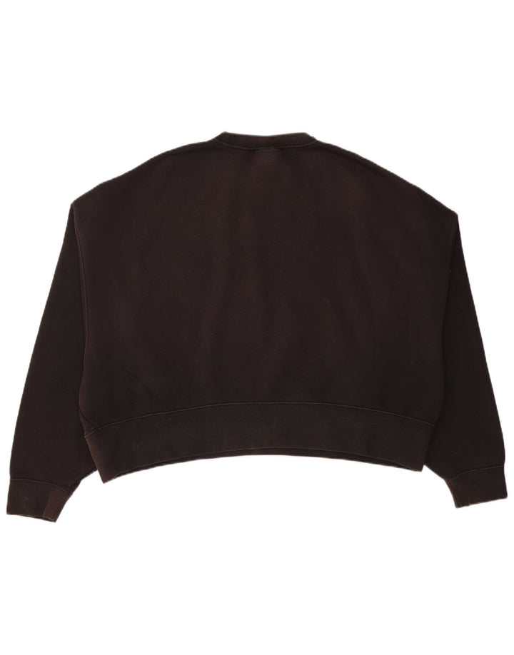 NIKE Womens Crop Oversized Sweatshirt Jumper UK 14 Médio Preto Algodão