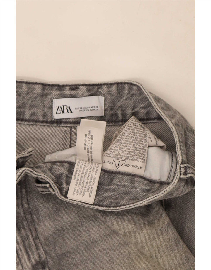 Calça jeans feminina Zara Bootcut EU 36 XS W26 L33 cinza algodão