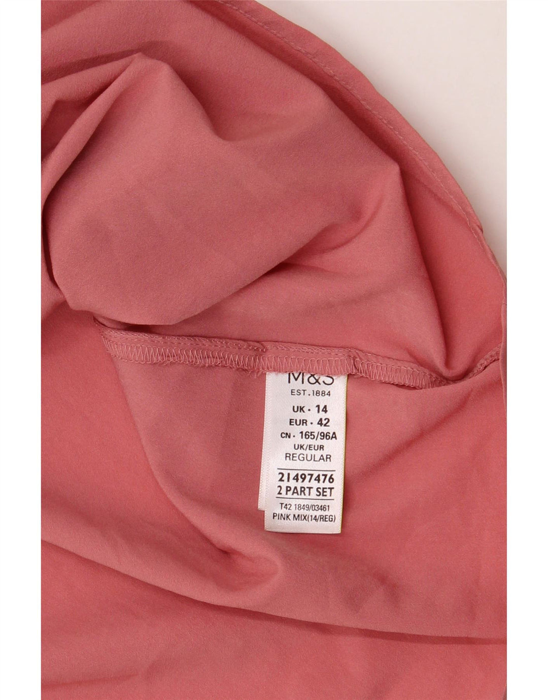 Vestido deslizante feminino Marks & Spencer Reino Unido 14 poliéster rosa médio