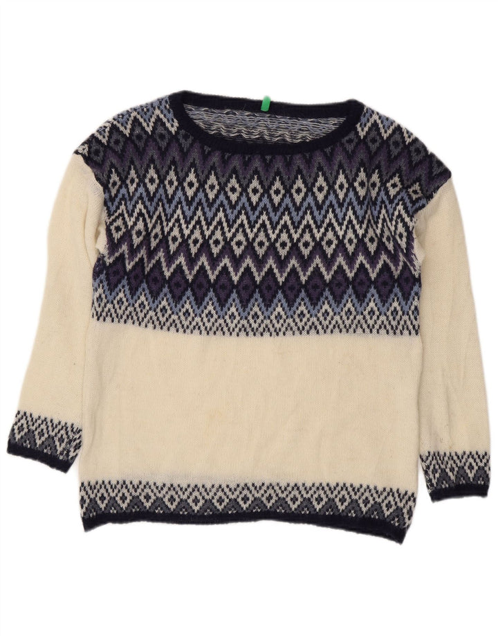 Suéter feminino BENETTON com gola canoa UK 14 médio off white