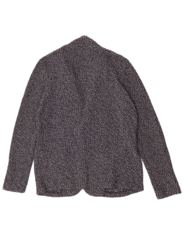 Jaqueta blazer Zara Boys tricotada com 2 botões 13-14 anos algodão manchado azul