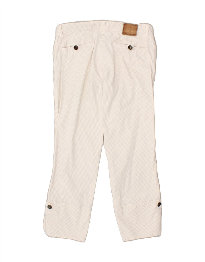 JECKERSON Womens Straight Capri Trousers W29 L24 White Pinstripe Cotton Vintage Jeckerson and Second-Hand Jeckerson from Messina Hembry 