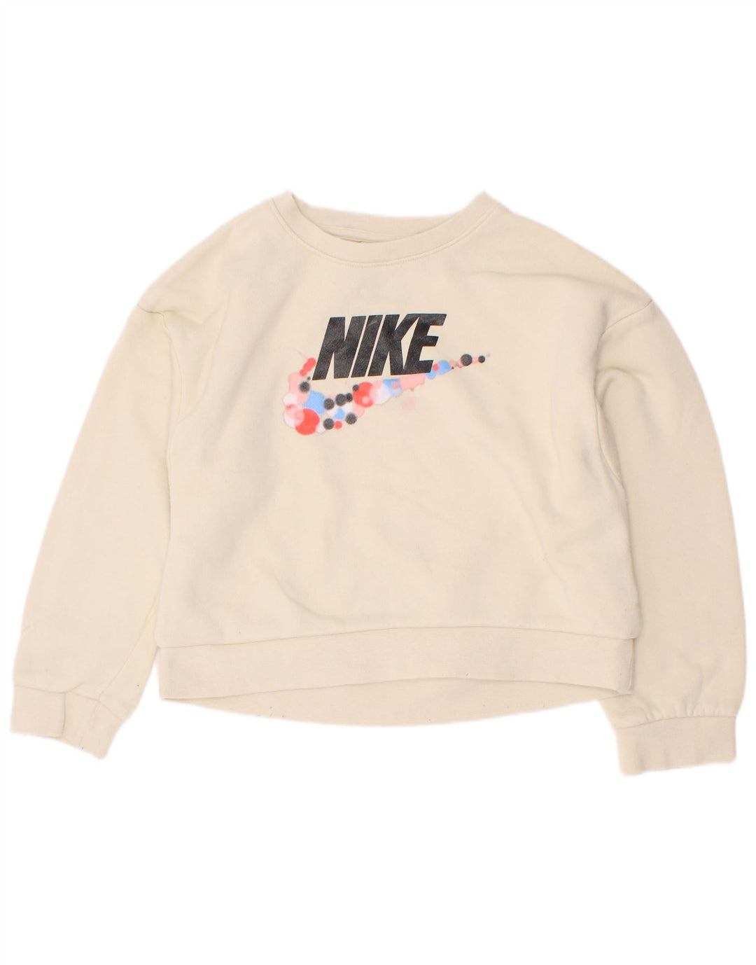 Suéter gráfico Nike Girls Graphic 5-6 anos algodão bege médio