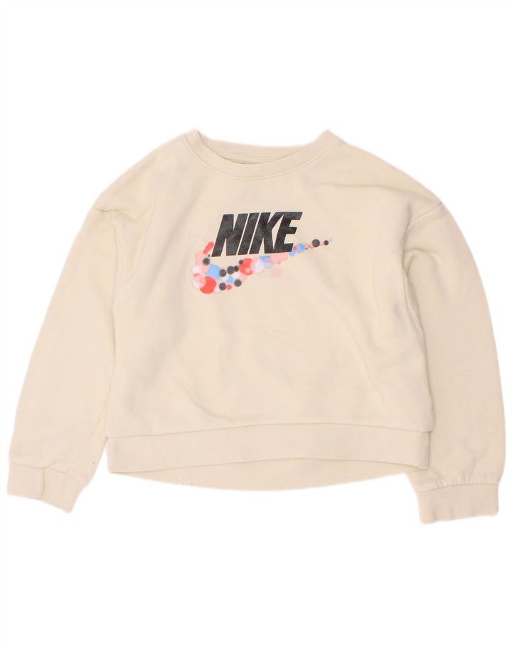 Suéter gráfico Nike Girls Graphic 5-6 anos algodão bege médio
