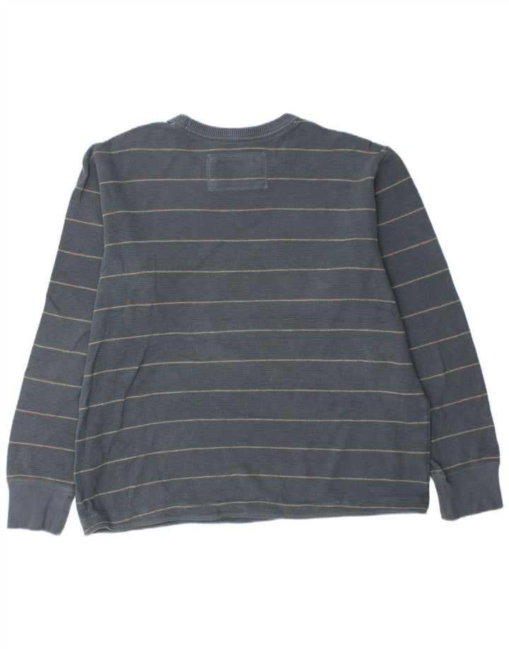 EDDIE BAUER Top masculino manga comprida XL algodão listrado azul