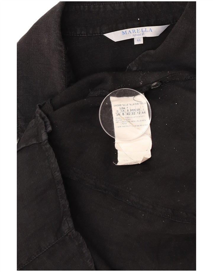Camisa feminina Marella UK 12 linho preto médio