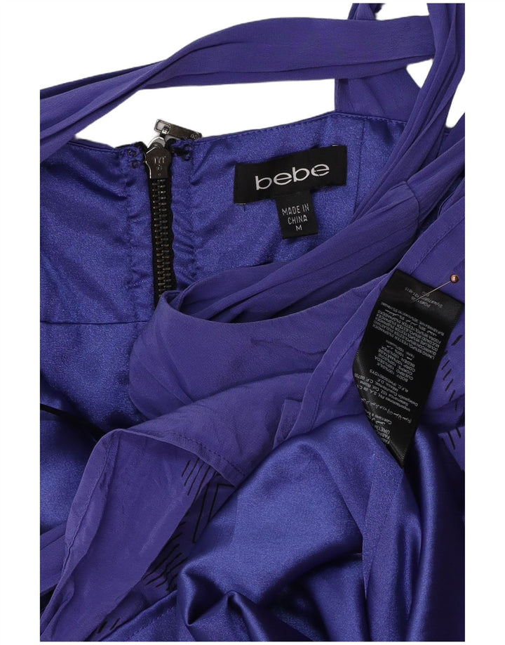 Top feminino vintage UK 12 poliéster geométrico roxo médio