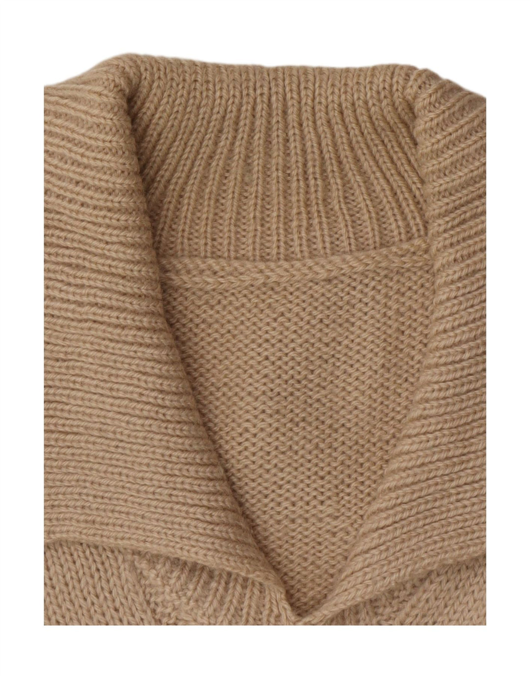 Suéter feminino vintage com gola polo UK 14 médio bege