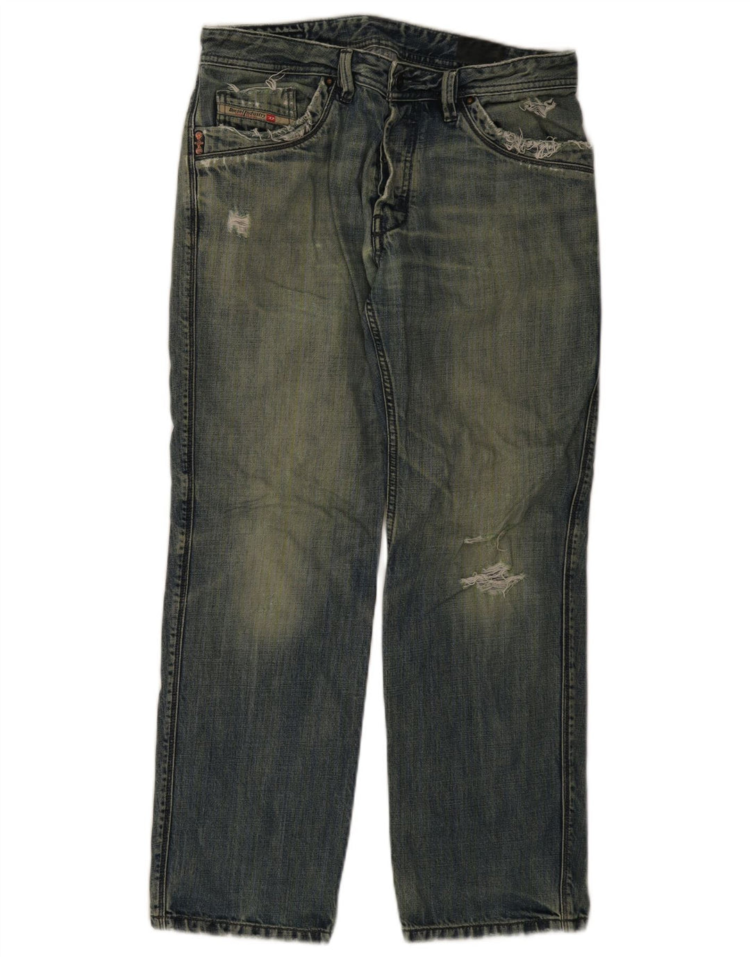 Jeans retos masculinos diesel desgastados W32 L30 algodão azul