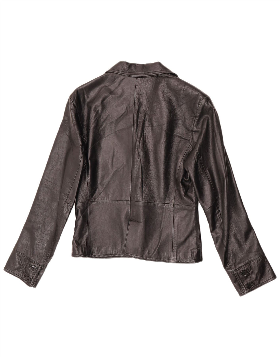 Jaqueta blazer feminina de couro com 2 botões VINTAGE IT 44 couro preto médio