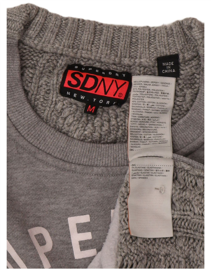 Jumper de moletom gráfico oversized feminino SUPERDRY Reino Unido 14 cinza médio