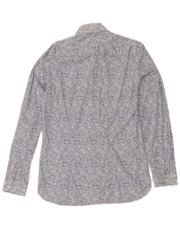 Camisa masculina Ted Baker tamanho 15 algodão floral azul médio