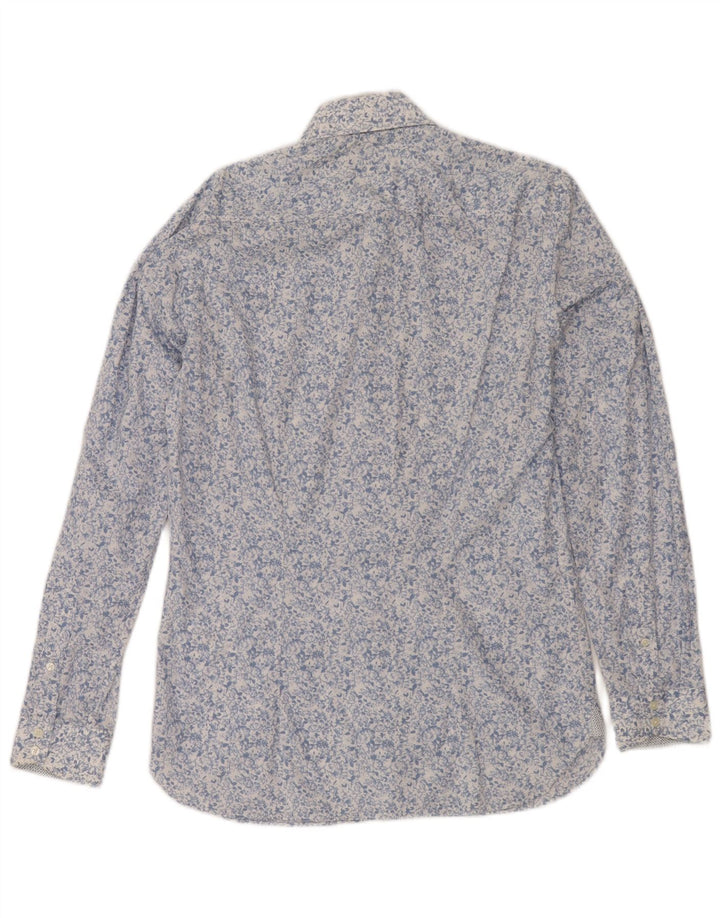 Camisa masculina Ted Baker tamanho 15 algodão floral azul médio