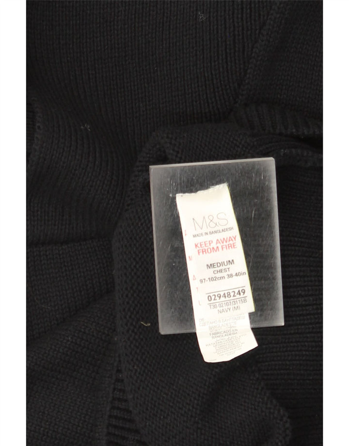 Suéter masculino Marks & Spencer com gola xale, algodão preto médio