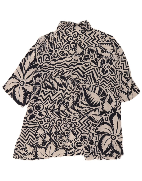 Blusa feminina de manga curta Max Mara Reino Unido 16 grande azul marinho floral