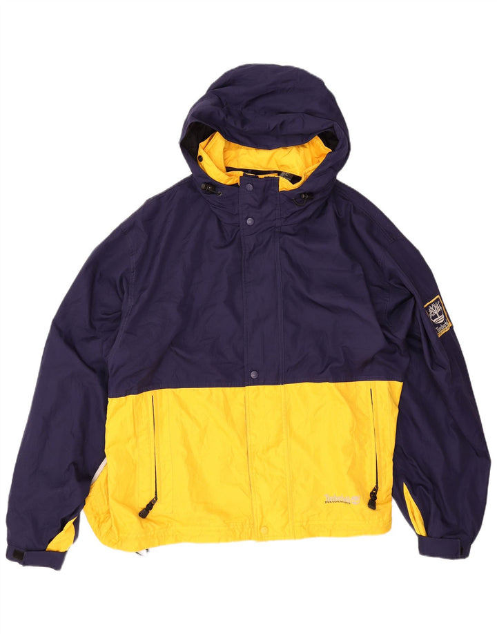 Jaqueta de chuva masculina com capuz Timberland UK 42 XL azul marinho poliéster colorblock