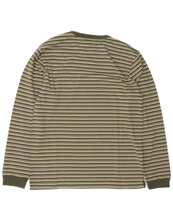 VANS Masculino Classic Fit Top Manga Longa Grande Algodão Listrado Verde