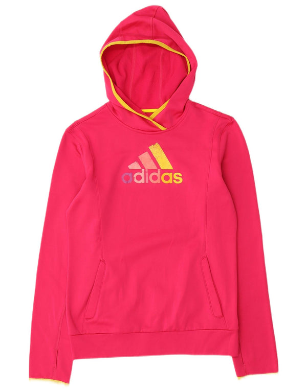 Adidas Womens Climawarm Graphic Hoodie Jumper Reino Unido 8/10 Pequeno Poliéster Rosa