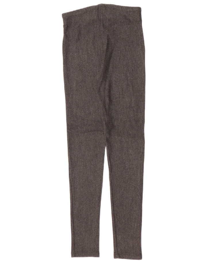 Leggings femininas Zara UK 8 pequenas cinza espinha de peixe viscose