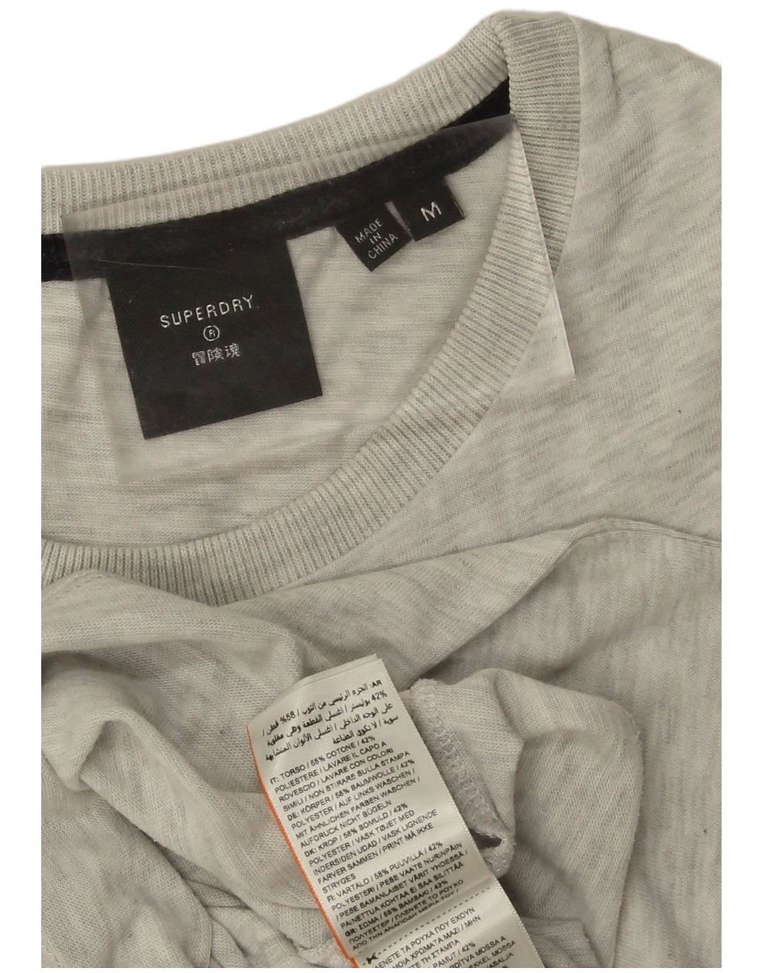 Camiseta masculina gráfica SUPERDRY Top algodão manchado cinza médio